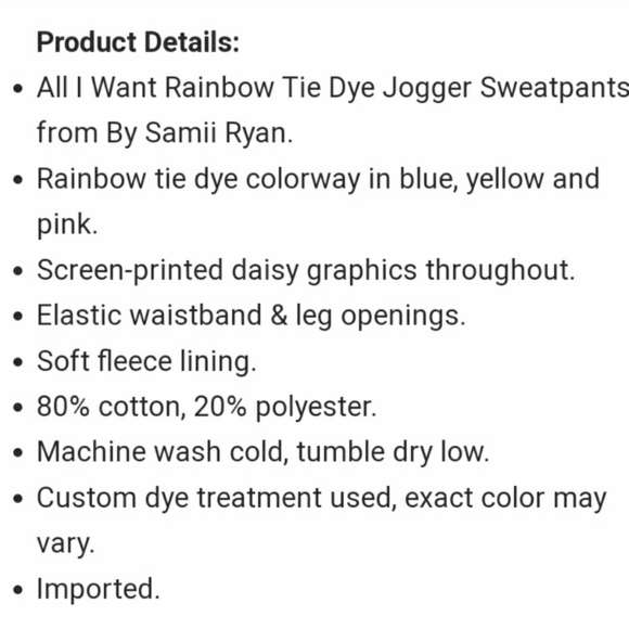 2 Pair BSR By Samii Ryan Jogger Sweat Pant Womens S Tie Dye Rainbow Stars Fleece - Picture 10 of 11